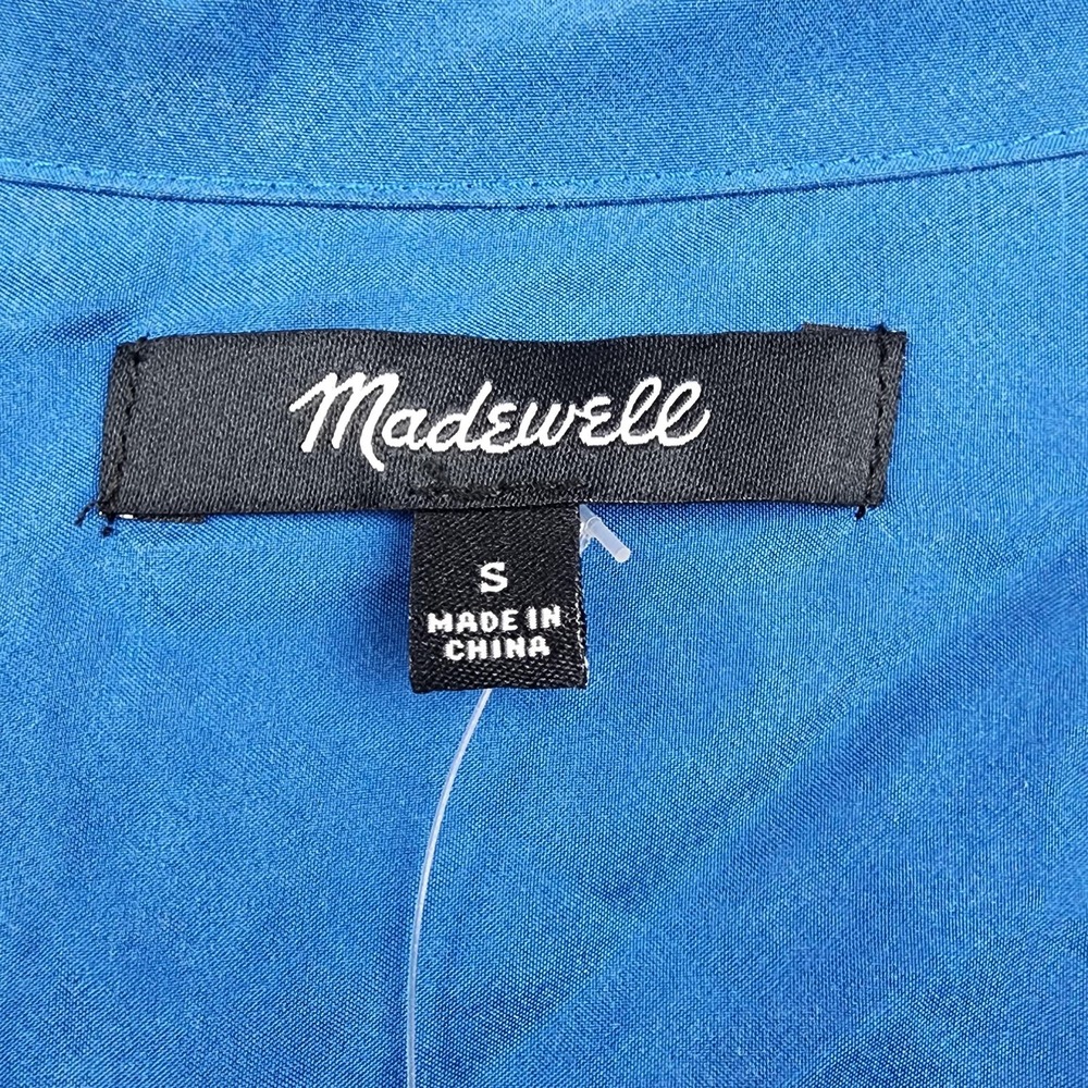 Madewell Shirt Womens S Blue 100% Silk Satin Relaxed Button Up Long Sleeve Top - Picture 3 of 10